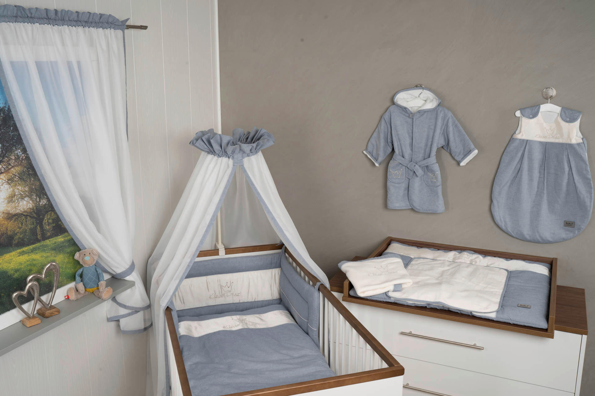 GITTERBETTSET Prinz & Prinzessin 2023  - Blau, Basics, Textil (100/135cm) - Bebe's Collection