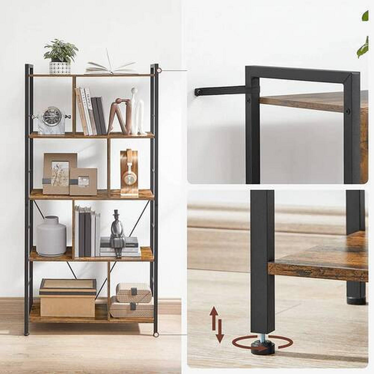 REGAL Braun, Schwarz  74/150/30 cm  - Schwarz/Braun, Trend, Holzwerkstoff/Metall (74/150/30cm) - Boxxx