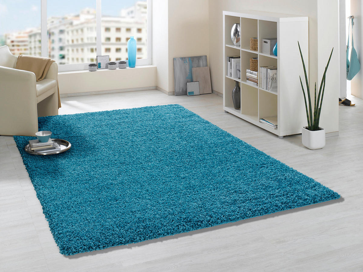 HOCHFLORTEPPICH  Wohnzimmer 80/240 cm Fashion Shaggy Petrol rechteckig  - Petrol, Basics, Textil (80/240cm) - Novel