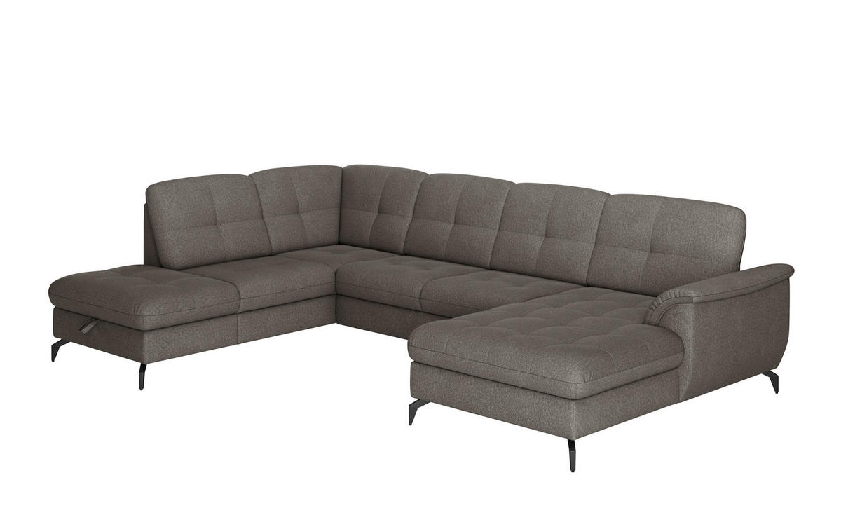 WOHNLANDSCHAFT in Flachgewebe Graphitfarben  - Schwarz/Graphitfarben, Modern, Textil/Metall (212/319/164cm) - Sit & More