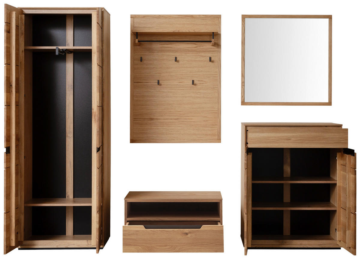 GARDEROBE 5-teilig  in 267/195/41 cm  - Wildeiche, Natur, Holz/Holzwerkstoff (267/195/41cm) - Linea Natura