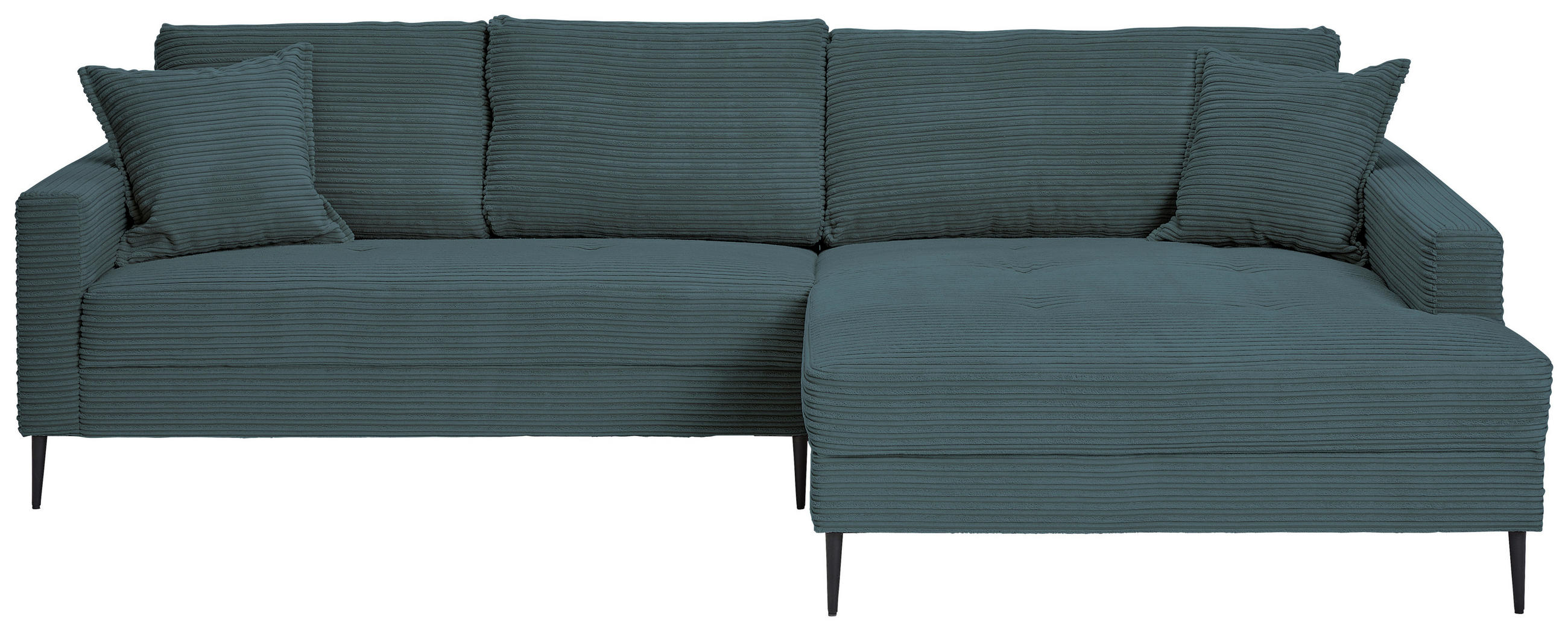 ECKSOFA in Cord Blau  276/173 cm  - Blau/Schwarz, KONVENTIONELL, Textil/Metall (276/173cm) - Carryhome