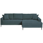 ECKSOFA Blau Cord  - Blau/Schwarz, KONVENTIONELL, Textil/Metall (276/173cm) - Carryhome