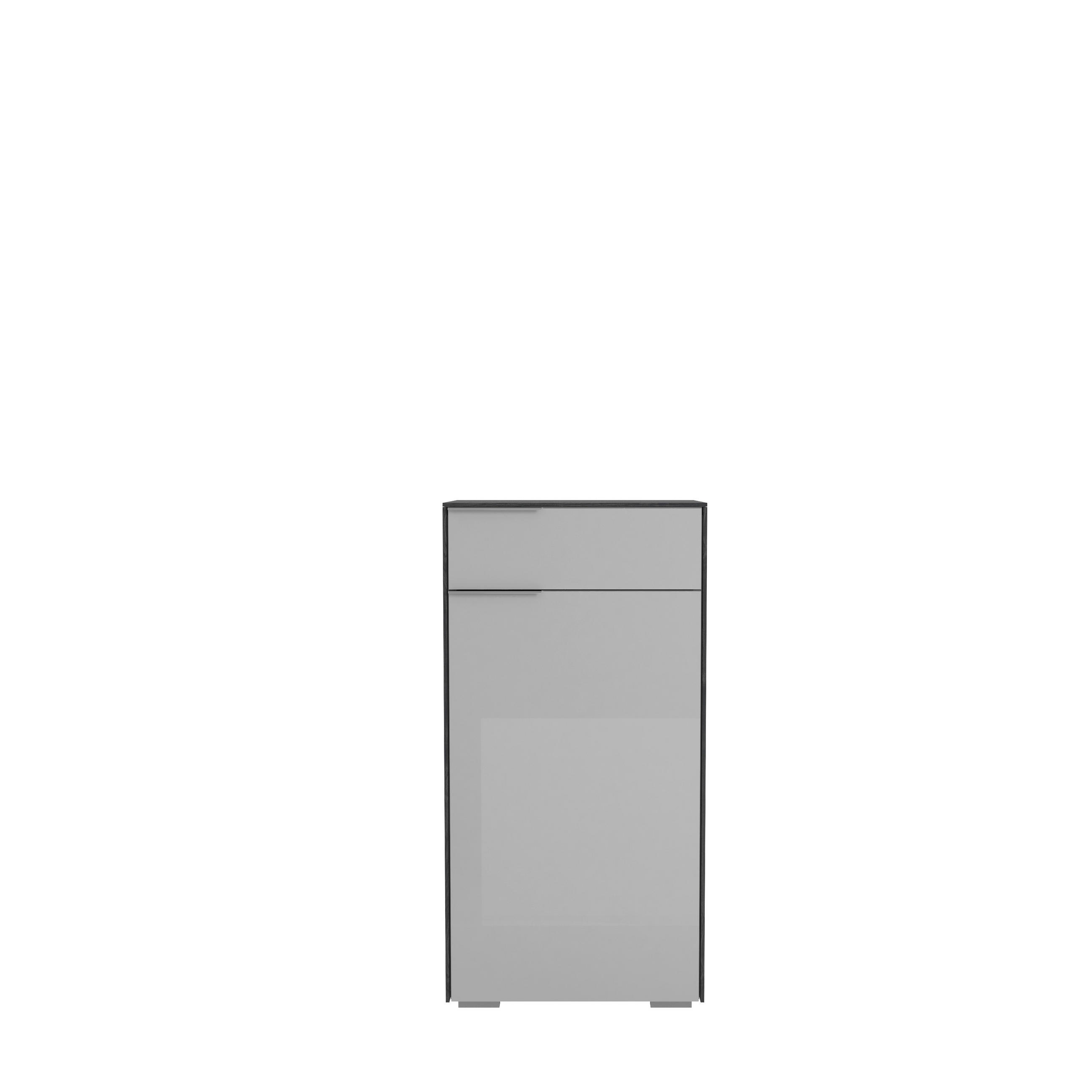 SCHUHSCHRANK Eichefarben, Hellgrau - Chromfarben/Eichefarben, Design, Glas/Holzwerkstoff (55,8/110,2/37,3cm) - Voleo