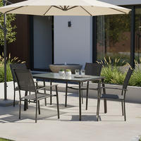 GARTENSET 5-teilig Aluminium 5-teilig  - Graphitfarben/Grau, MODERN, Textil/Metall - Gardenson