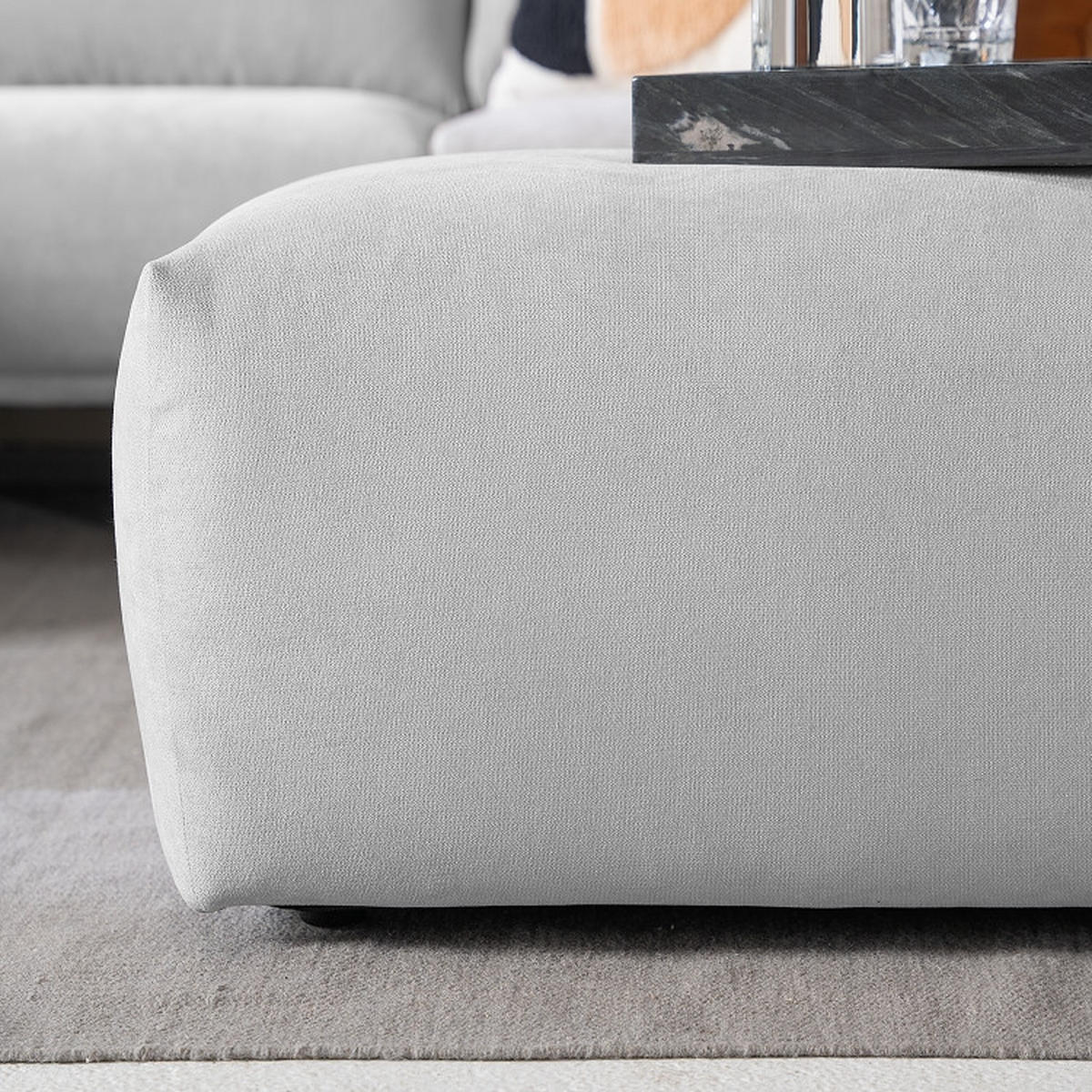 HOCKER in Textil Grau  - Schwarz/Grau, Modern, Kunststoff/Textil (102/41/52cm) - Trendmanufaktur