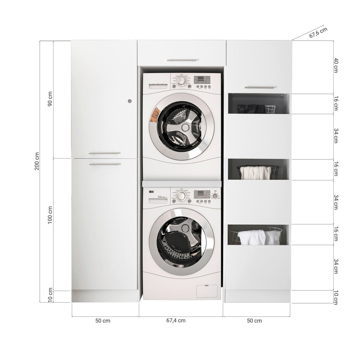 FÖRRÅD 167,4/200/67,6 cm  i vit  - vit, Klassisk, trämaterial (167,4/200/67,6cm) - Respekta