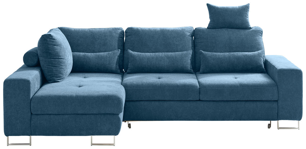 ECKSOFA  in Flachgewebe Blau  188/260 cm  - Blau, Design, Textil/Metall (188/260cm) - Hom`in