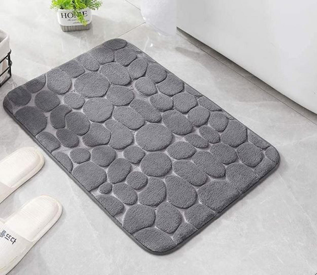 BADEMATTE Anthrazit 60/60 cm  - Anthrazit, Trend, Kunststoff/Textil (60/60cm) - Esposa