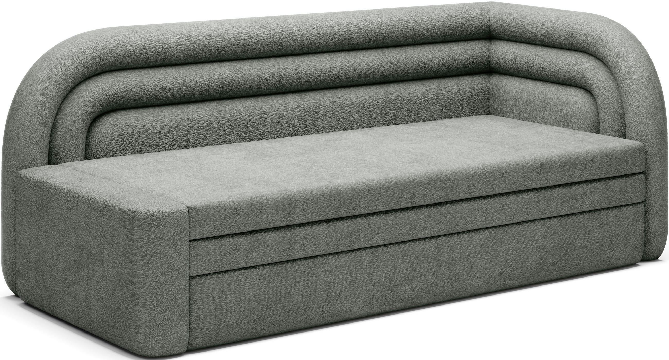 RÉCAMIERE FABILLO in Teddystoff Grün  - Schwarz/Grün, Design, Kunststoff/Textil (223/80/86cm) - MID.YOU