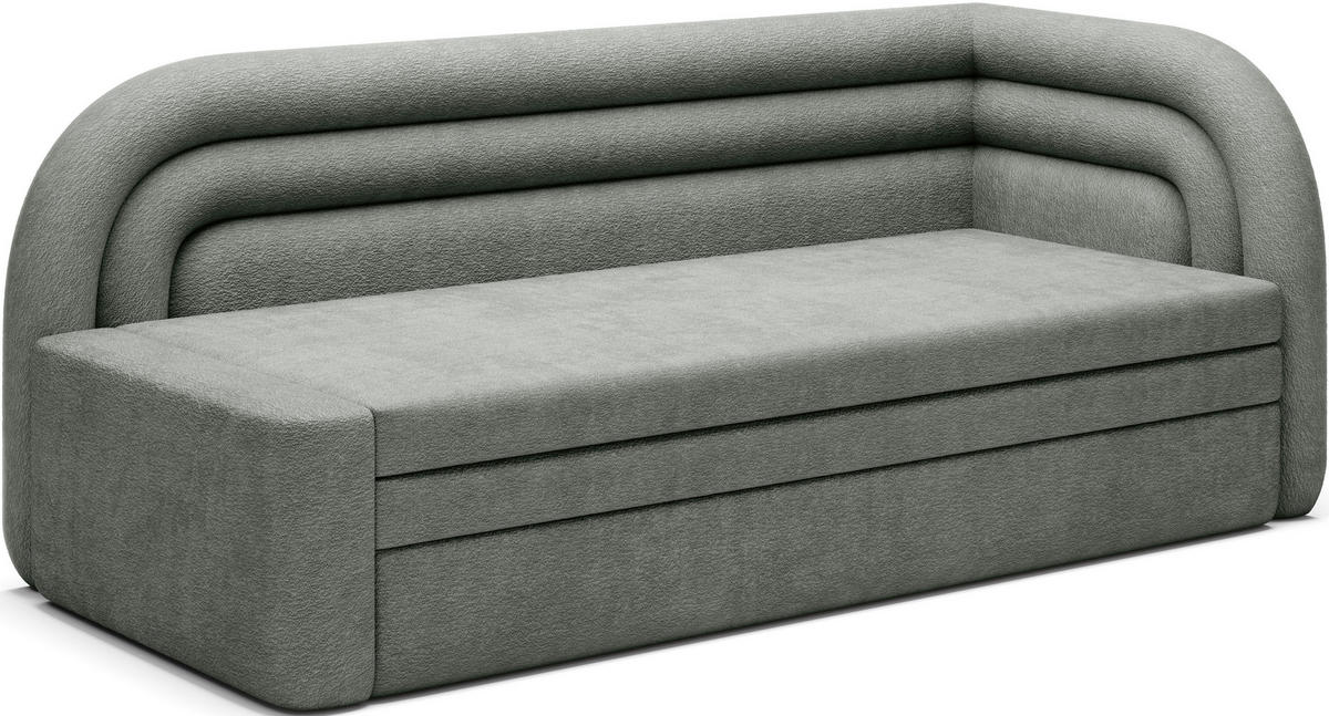 RÉCAMIERE FABILLO in Teddystoff Grün  - Schwarz/Grün, Design, Kunststoff/Textil (223/80/86cm) - MID.YOU