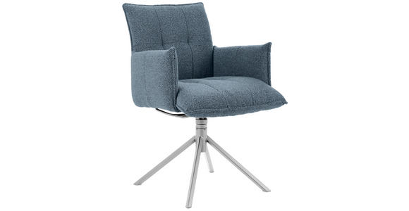 ARMLEHNSTUHL in Flachgewebe - Blau/Edelstahlfarben, Design, Textil/Metall (55/85/65cm) - Valnatura