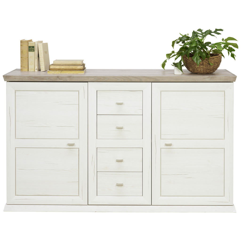 Thumbnail - Hom`in Sideboard, Grau, Weiß, Metall, 2 Fächer, 4 Schubladen, 149x89.5x43 cm, Typenauswahl, Beimöbel erhältlich, Schlafz...