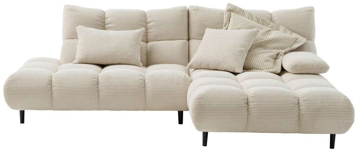 ECKSOFA Naturfarben Cord  - Schwarz/Naturfarben, Design, Holz/Textil (178/255cm) - Pure Home Lifestyle
