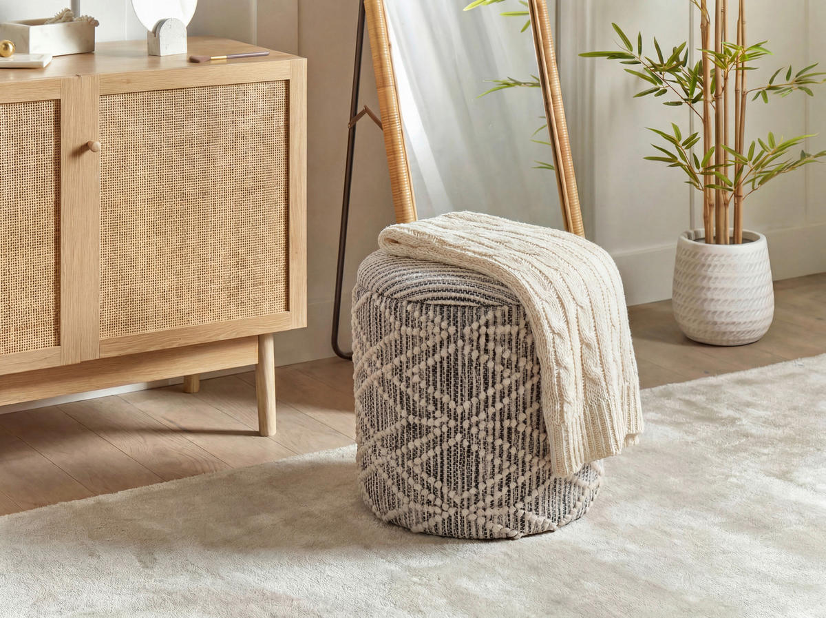 HOCKER Textil Grau  - Grau, Design, Textil (40/45/40cm) - Livetastic