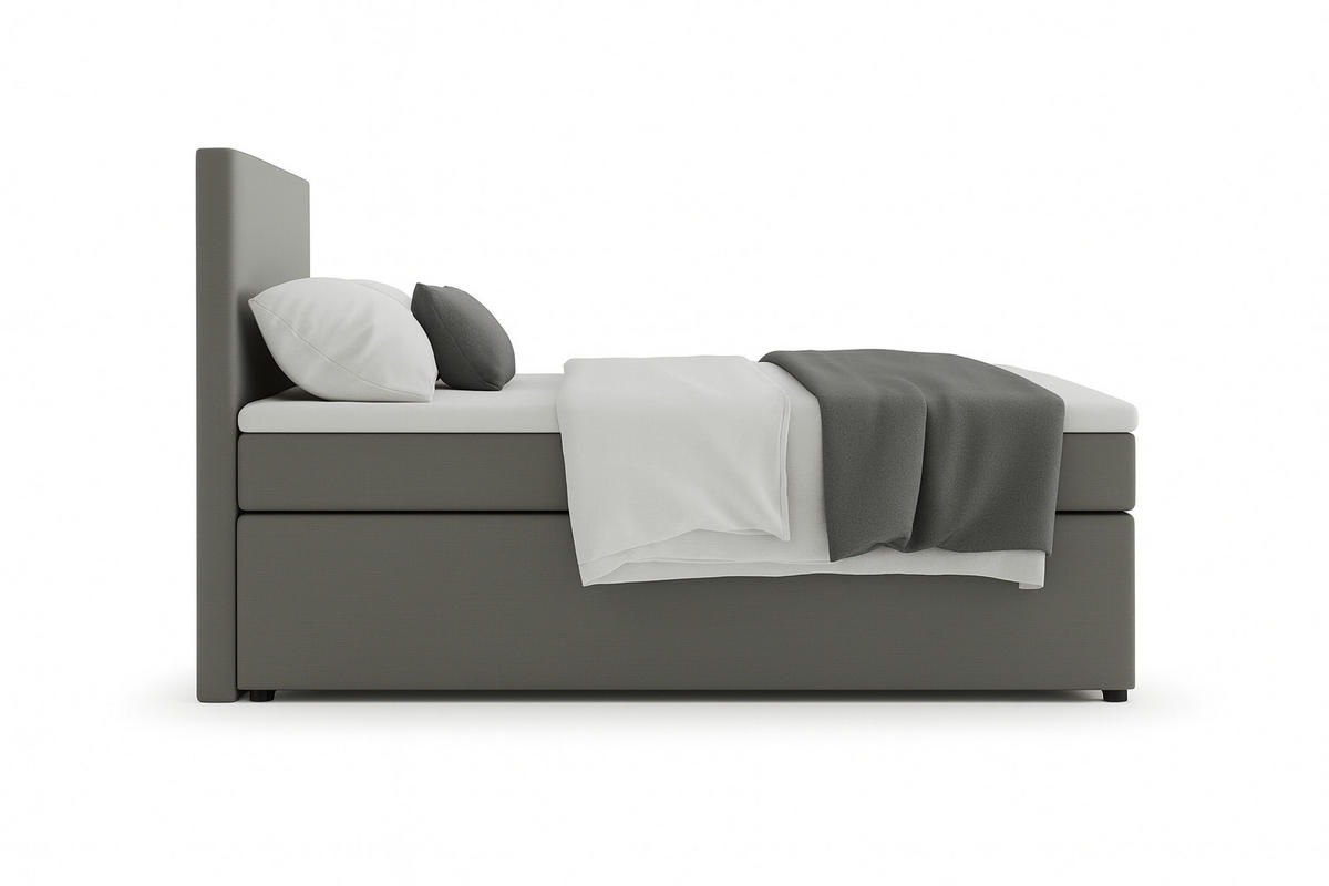 BOXSPRINGBETT 140/200 cm,  in Grau, Matratze, Topper, H3 = fest  - Schwarz/Grau, MODERN, Kunststoff/Textil (140/200cm) - MID.YOU