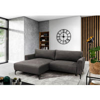 ECKSOFA Braun Flachgewebe  - Schwarz/Braun, Design, Textil/Metall (163/240cm) - MID.YOU