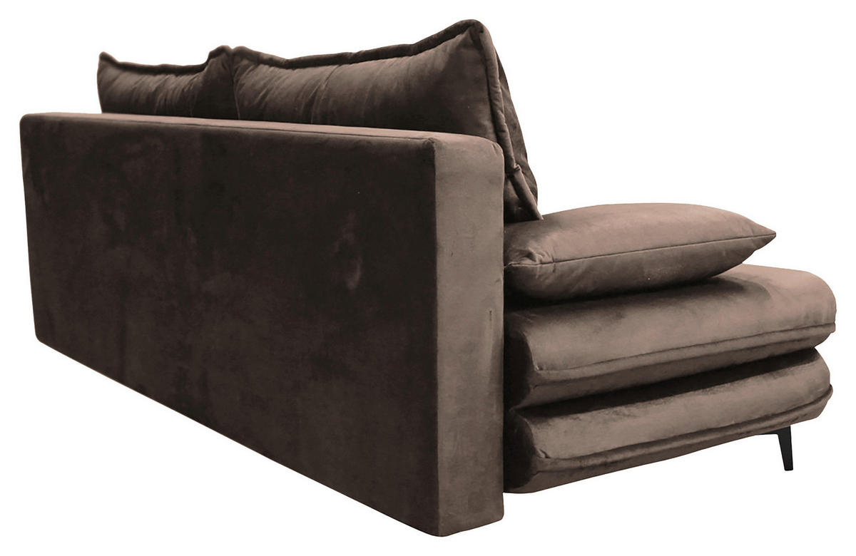 SCHLAFSOFA Velours Braun  - Schwarz/Braun, Design, Kunststoff/Textil (217/73/86/106cm) - MID.YOU