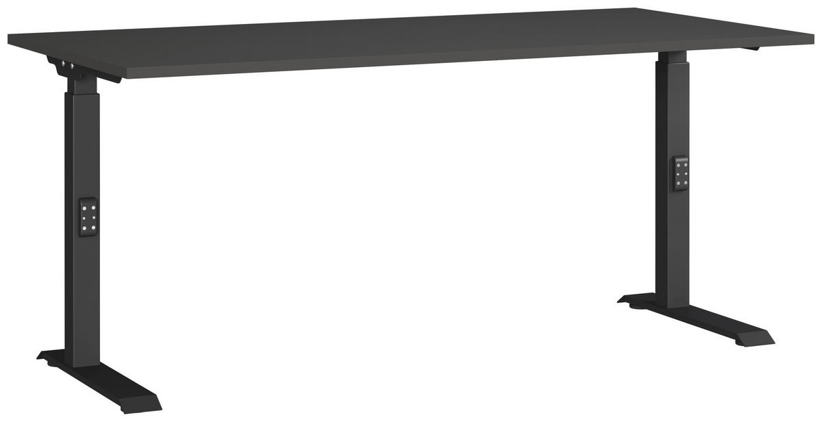 SCHREIBTISCH 160/80/68-91 cm  in Graphitfarben, Schwarz  - Graphitfarben/Schwarz, MODERN, Holzwerkstoff/Metall (160/80/68-91cm) - Germania