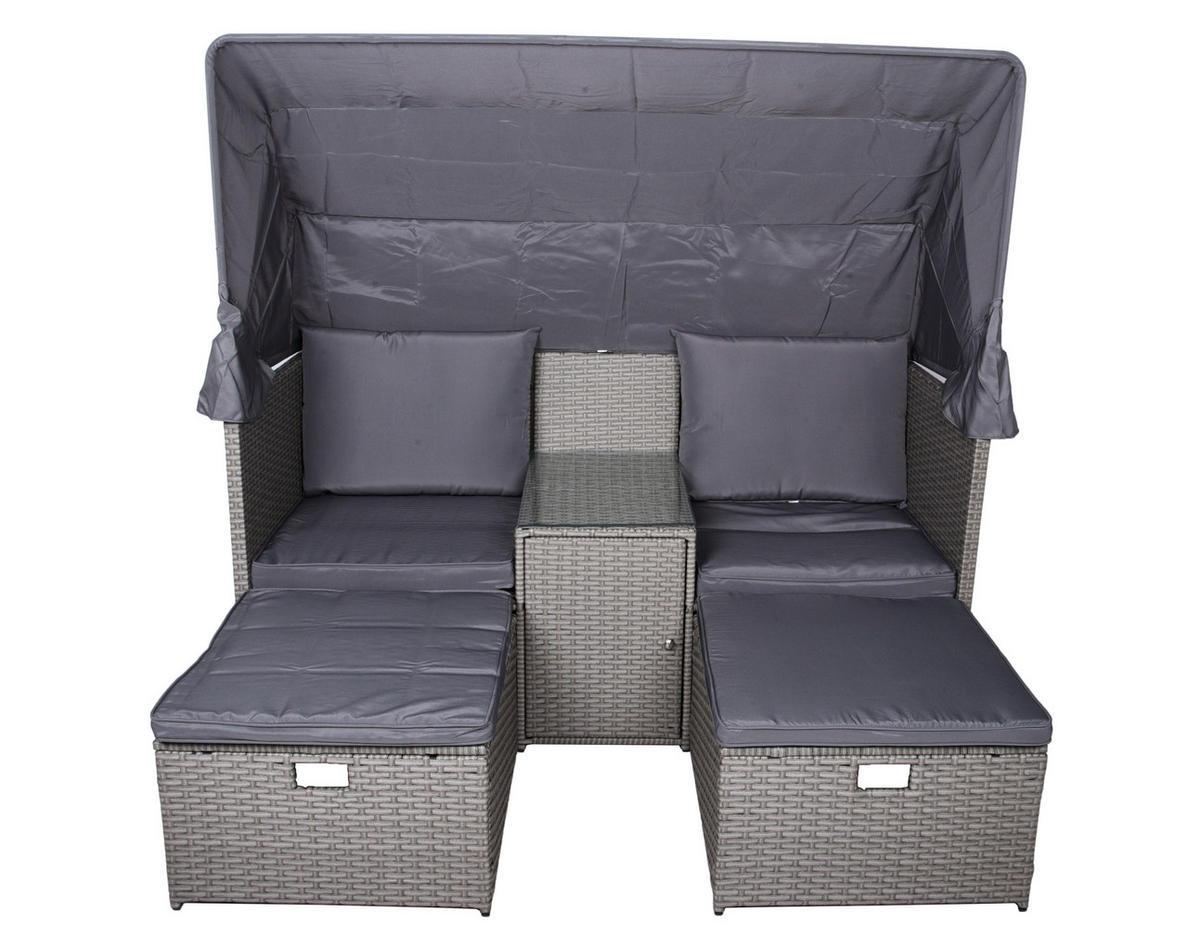 LOUNGEGARNITUR Stahl  - Grau/Grün, Basics, Kunststoff/Textil - Gardenson
