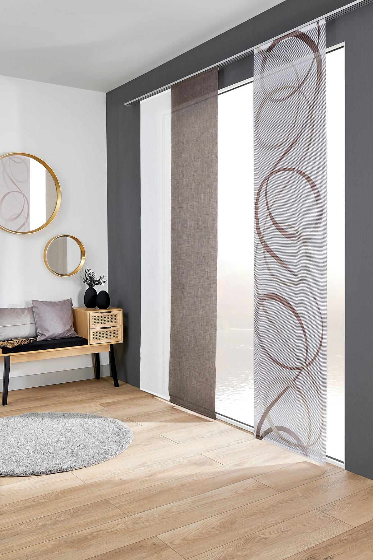 PANELOVÝ ZÁVĚS, 60/255 cm - hnědá/béžová, Design, textil (60/255cm) - Novel