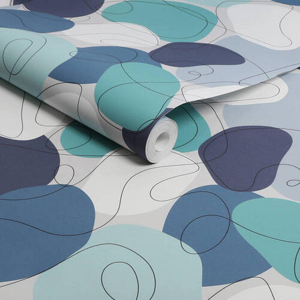 VLIESTAPETE - Blau/Weiß, Basics, Papier/Kunststoff (52/1000cm)