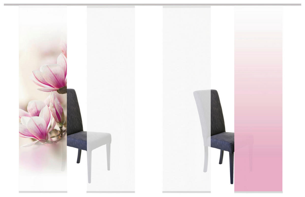 FLÄCHENVORHANG MAGNENE, 4-TLG. in Rosa blickdicht  - Rosa, Basics, Textil (60/245cm)