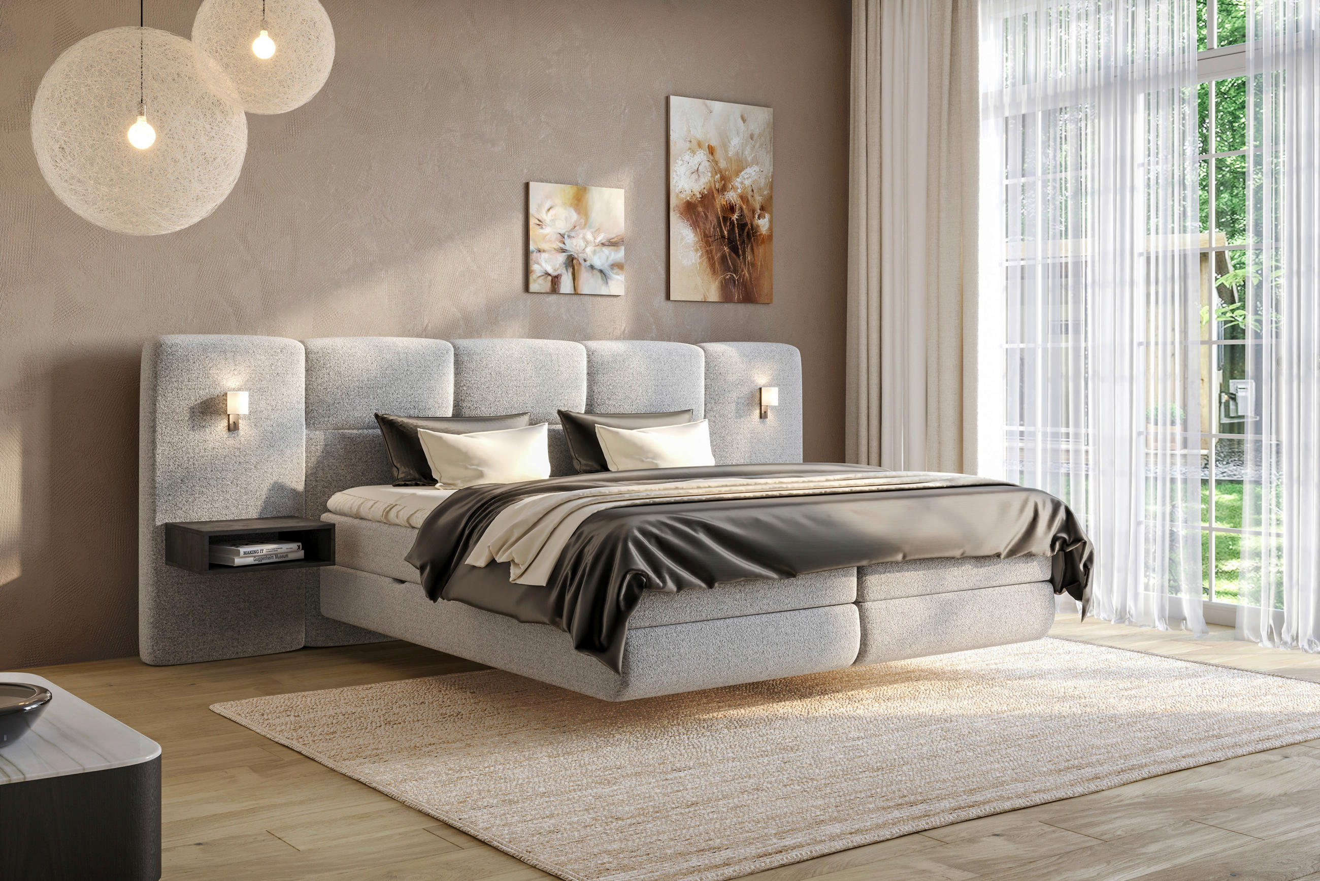BOXSPRINGBETT 180/200 cm  in Grau  - Schwarz/Grau, Basics, Holz/Holzwerkstoff (180/200cm) - Esposa