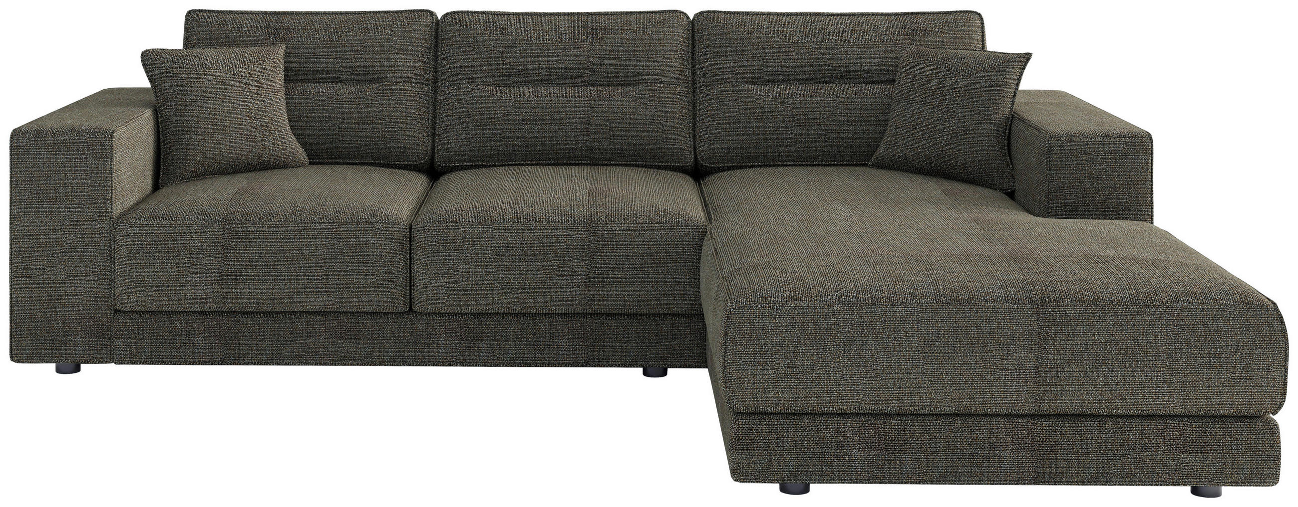 ECKSOFA in Flachgewebe Braun  - Edelstahlfarben/Braun, Design, Kunststoff/Textil (272/195cm) - Livetastic