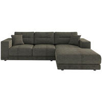 ECKSOFA in Flachgewebe Braun  - Edelstahlfarben/Braun, Design, Kunststoff/Textil (272/195cm) - Livetastic