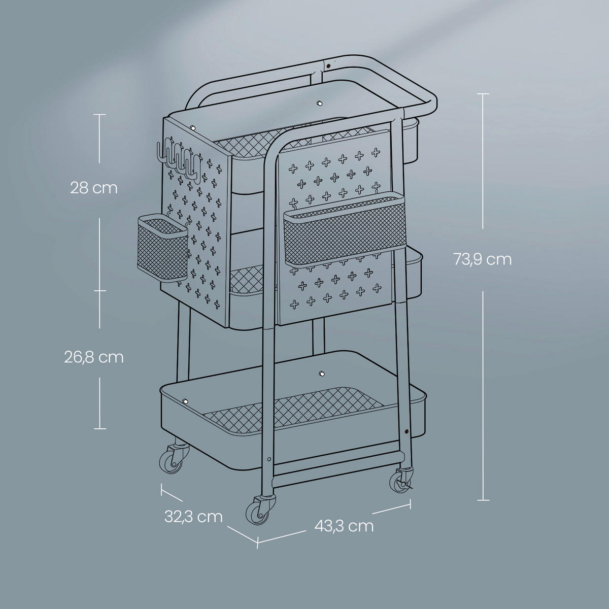 REGAL Weiß  - Weiß, Trend, Kunststoff/Metall (43,3/73,9/32,3cm) - Boxxx