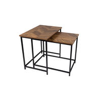 SET KLUB STOLIĆA smeđa, višebojno, crna, bukva kolonijalno smeđa, boje eukaliptusa, bež-smeđa  metal, drvni materijal  - višebojno/smeđa, Design, drvni materijal/metal (60/40/50-54,5cm) - MID.YOU