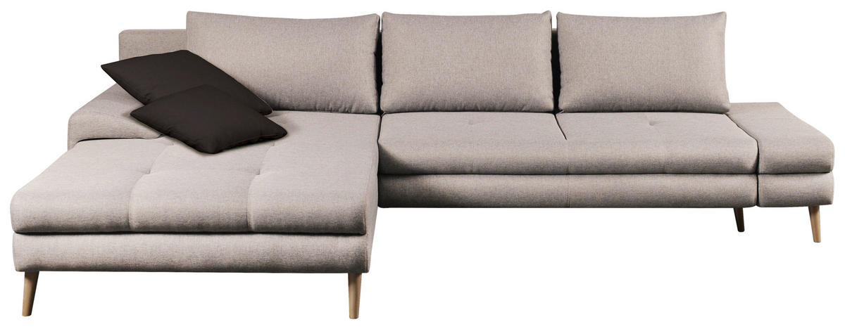 ECKSOFA Beige Webstoff  - Beige/Anthrazit, Trend, Holz/Textil (313/215cm) - MID.YOU