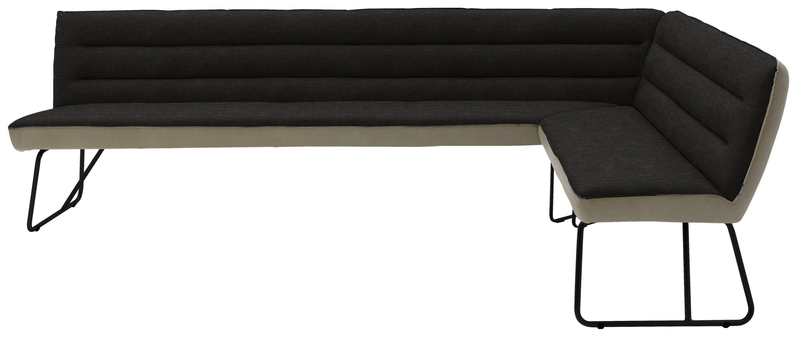 ECKBANK 284/184 cm Flachgewebe Anthrazit, Schwarz, Greige   - Greige/Anthrazit, Design, Textil/Metall (284/184cm) - Dieter Knoll