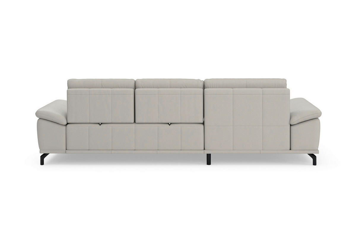 ROHOVÁ SEDAČKA, koža, svetlosivá - čierna/svetlosivá, Basics, kov/koža (176/301cm) - Sit & More
