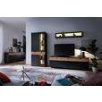 VITRINE in furniert, massiv Eiche Grau, Schwarz, Eichefarben - Eichefarben/Anthrazit, Design, Glas/Holz (90/201/37cm) - Novel