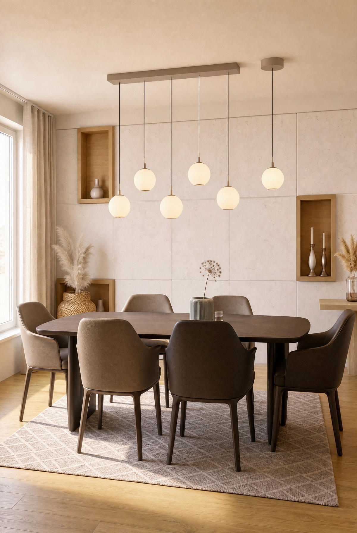LED-HÄNGELEUCHTE Sandora 92/25/180 cm  - Sandfarben, Design, Glas/Kunststoff (92/25/180cm) - Paul Neuhaus