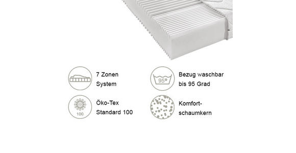KOMFORTSCHAUMMATRATZE 160/200 cm  - Weiß, KONVENTIONELL, Textil (160/200cm) - Sleeptex