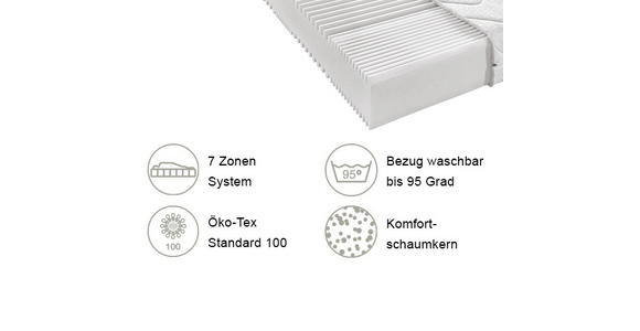 KOMFORTSCHAUMMATRATZE 90/200 cm Höhe ca. 19 cm - Weiß, Basics, Textil (90/200cm) - Sleeptex