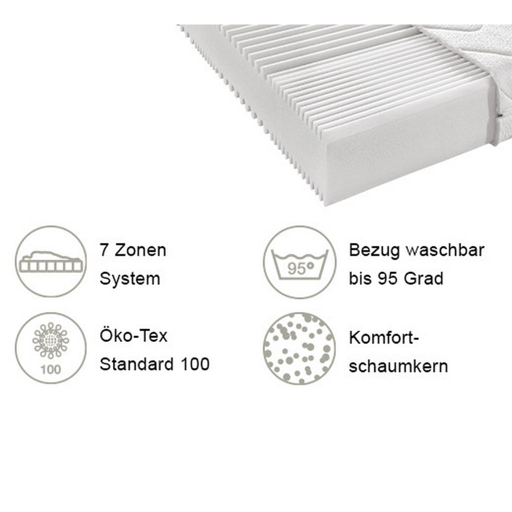 Thumbnail - Sleeptex Komfortschaummatratze, Weiß, Textil, H3, 180x200 cm, Made in Germany, Oeko-Tex® Standard 100, Härtegradauswahl,...