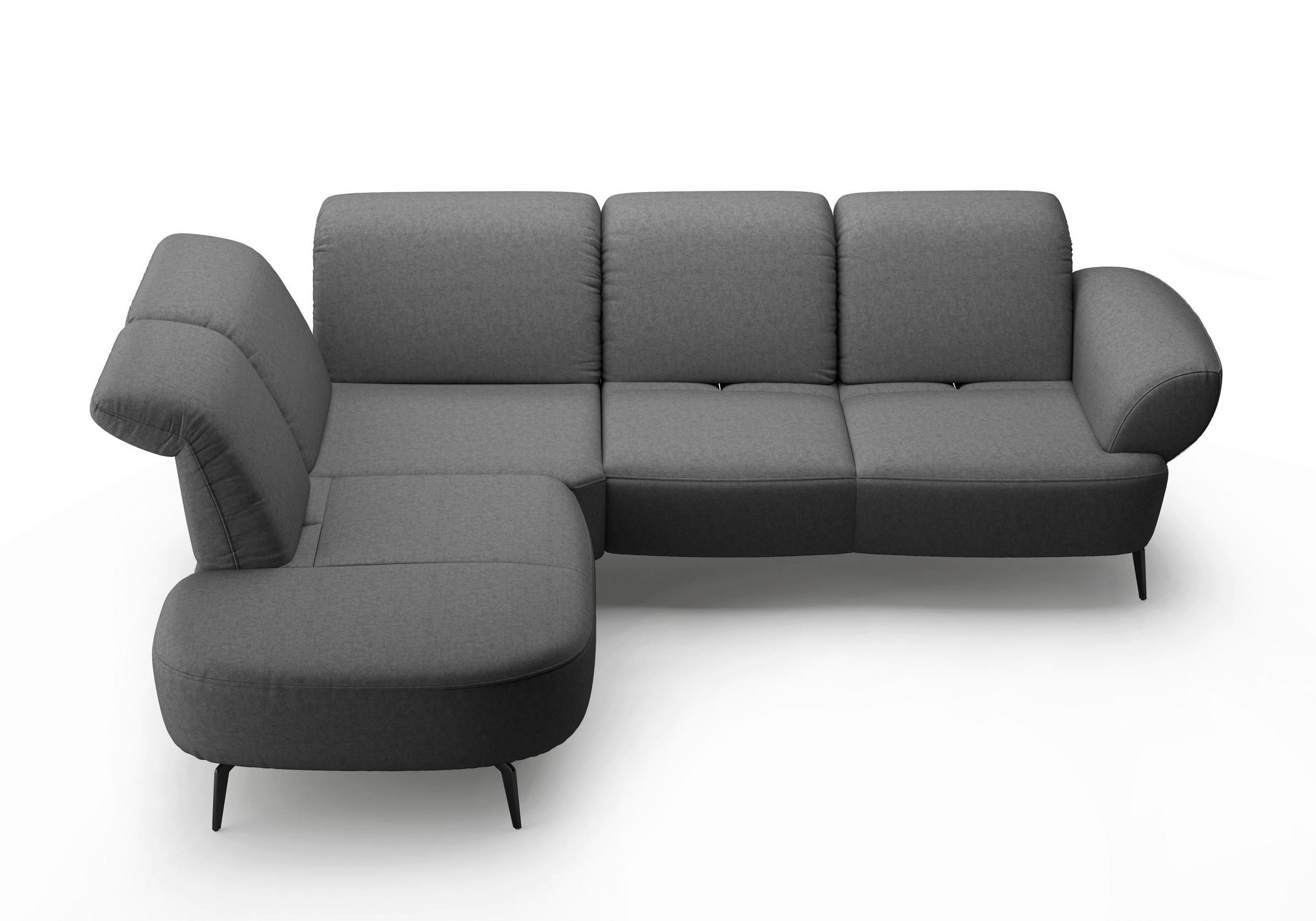 ECKSOFA in Flachgewebe Dunkelgrau  - Dunkelgrau/Schwarz, Modern, Textil/Metall (270/302cm) - Sit & More