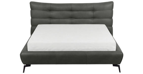 POLSTERBETT 180/200 cm,  in Dunkelgrau, gepolstertes Kopfteil,  - Dunkelgrau/Schwarz, Design, Leder/Metall (180/200cm) - Esposa