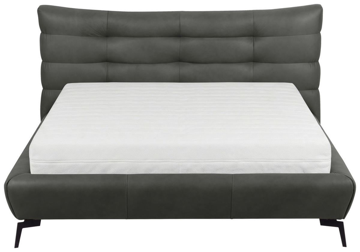 POLSTERBETT gepolstertes Kopfteil Dunkelgrau 180/200 cm  - Dunkelgrau/Schwarz, Design, Leder/Metall (180/200cm) - Esposa
