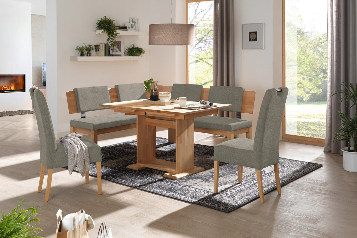 ECKBANK 160/200 cm  in Buchefarben, Greige  - Greige/Buchefarben, Natur, Holz/Textil (160/200cm) - Cantus