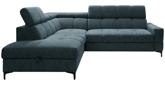 ECKSOFA  in Struktur Blau   - Blau/Schwarz, MODERN, Textil/Metall (212/254cm) - Carryhome