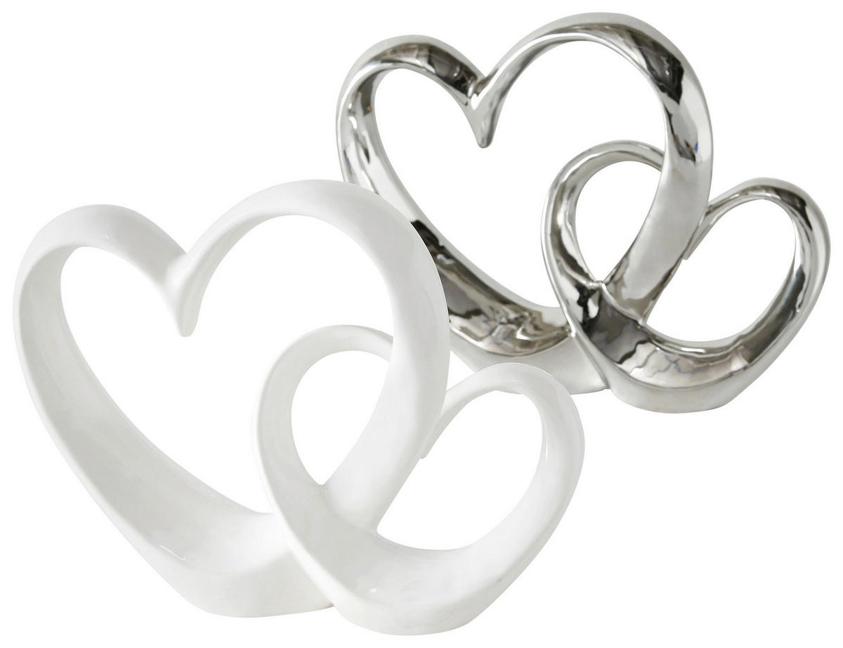 SKULPTUR - vit/silver, keramik (26/7/22cm) - Boltze Home