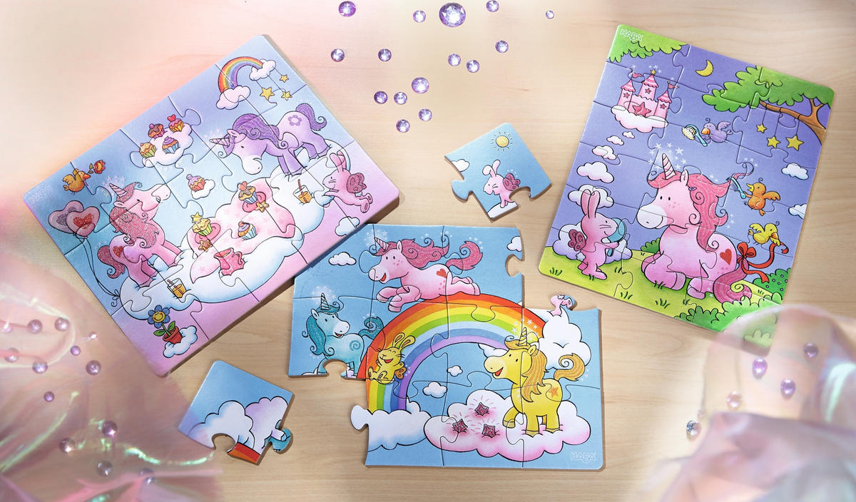 Puzzle Einhorn Glitzerglück - Rosa, Basics, Naturmaterialien (20/25cm) - Haba