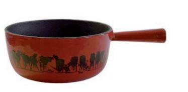 FONDUEPFANNE Heidi Cheese Line: Pat Von N. Funny Cows  - Rot/Schwarz, Basics, Metall (20cm) - Heidi Cheese Line