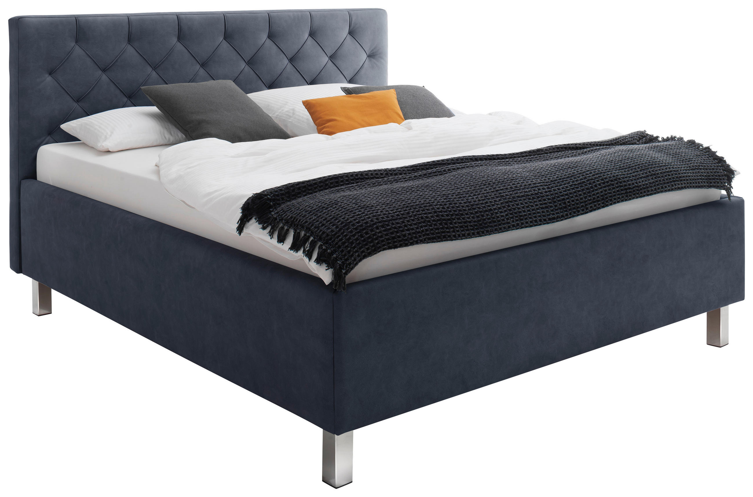 POLSTERBETT 180/200 cm,  in Blau, gepolstertes Kopfteil, Lattenrost, Bettkasten,  - Blau, Design, Holzwerkstoff/Textil (180/200cm) - Xora