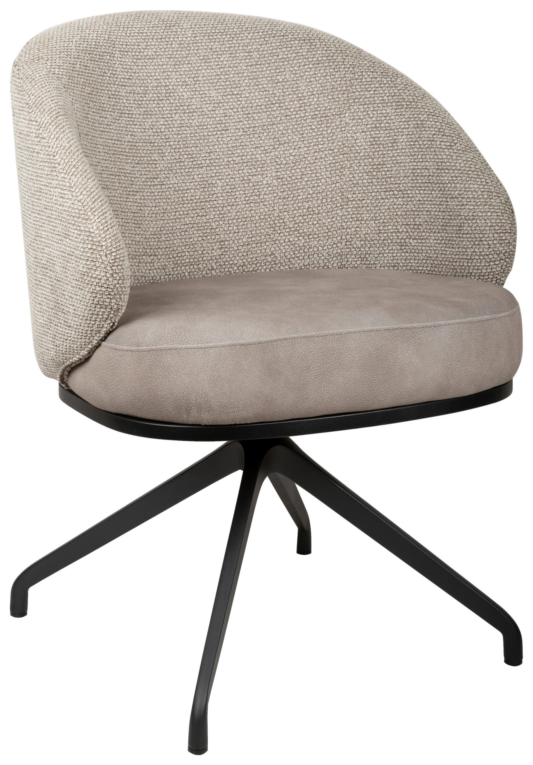 ARMLEHNSTUHL  Typenauswahl, Sitzfläche 360° drehbar, automatische Rückholfunktion Chenille, Flanell  - Taupe/Schwarz, Design, Textil/Metall (67/83/63cm) - Novel